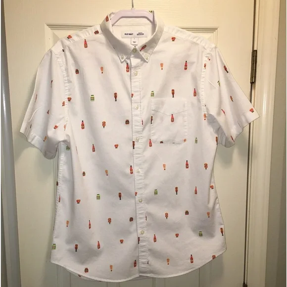 Old Navy Hot Sauce/Condiments Print Button Down Shirt - Picture 2 of 10
